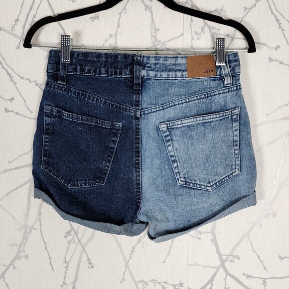 Aeropostale Two Tone Denim High Rise Mom Shorts - Picture 3 of 5
